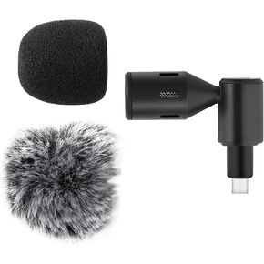 Mini Plug-in Smartphone Microphone Mobile Phone Mic Cardioid Pickup 3.5mm TRRS Plug 90° Angle Adjustable with 2pcs Windscreen for Smartphone Live Streaming Vlog Online Singing