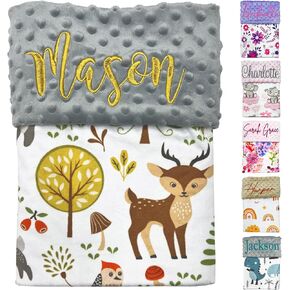 Personalized Baby Blanket 28x36in Custom Minky Blanket with Name Embroidery - Super Soft Plush for Newborn Boys & Girls (Pink Floral)