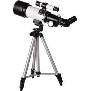 336X Astronomical Refractor Telescope for Kids Beginners Adults 50-100mm Portable Space Monoscope White with Phone Frame (White with Bard Film)
