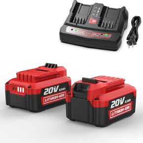 2Pack 6500mAh V20 Batteries for Craftsman 20V Max Battery CMCB202 CMCB204 CMCB206 + Dual Charger for Craftsman V20 Fast Charger
