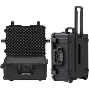 Rolling Hard Case with Foam,26 x 20 x 13 Inch, Equipment Case with Wheels and 4 Handles for camera, Drone,tool, electronics,Shockproof, Waterproof, TSA Friendly, Inner 22.64"X 16.73"X9.84"