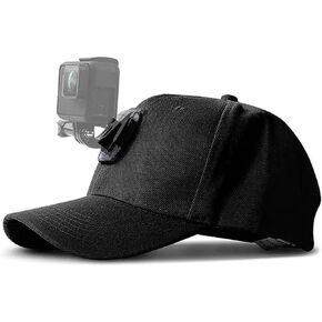 Reflex Camera Black Action Camera Baseball Cap Mount for GoPro Hero 13/12/11/10/9, SJCAM 4000AIR, AKASO, DJI, Insta360 - Hands-Free Head Mount for Action Cameras, Perfect for Adventure Filming