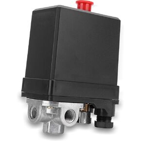 380V 20A Air Compressor Pressure Switch, 125PSI 3 Phase 4 Hole Vertical Type Pressure Switch Control Valve, G1/4in Air Compressor Regulating Valve, Air Pump Pressure Switch Replacement