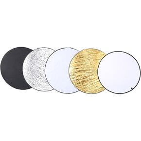110cm 5 in 1 Handhold Collapsible Round Disc Light Reflector and Portable Photography Diffuser for Indoor and Outdoor Portrait Photography with Nylon Cloth Material