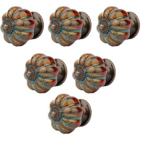 Ceramic Door Knobs,Ceramic Cabinet Knobs, 6PCS Multicolor Candy Color Baby Kid's Children's Furniture Kitchen Cabinet,Vintage Ceramic Dresser Pumpkins. (Green) (Color : Blue)