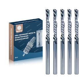 Downcut Spiral Router Bits, 1/8 inch Single Flute, Left Hand O-Flute End Mill for Wood, Acrylic, Plastic, Aluminum, High Precision Cutting, Pack of 5