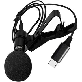 Homoyoyo Mini Lavalier Microphone Type-c Condenser Mic with Clip for Smartphone Recording Active Sound Collection for Vlogs and Live Broadcasts Black