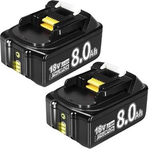 2X 18V 8.0Ah/8000mAh Replacement for Makita Battery 18v Compatible with Makita 18v Battery BL1860 BL1820 1830B 1840B (2X)