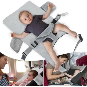 Toddler Airplane Bed for 1-12 Months Old Baby, Portable Toddler Bed, Baby Travel Essentials for Flying, Suitable for Airplanes (Gray)