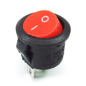Rocker Switch SPDT Black Red Button On/On Round Rocker Switch AC 6A/125V 3A/250V