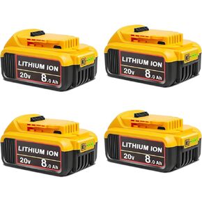 8.0Ah Lithium Ion Replacement for DeWalt 20V MAX Battery X*R 8000mAh DCB204 DCB200 DCB201 DCB205-2 DCB180 DCB181 DCB206 DCB203 2 Packs