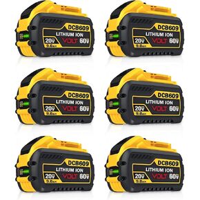 6Pack 9000mAh 20V/60V MAX Replacement for DeWalt DCB606 DCB609 DCB612 DCB200 DCB201 DCB203 DCB204 DCB206 DCB207 9.0Ah Battery Compatible with DeWalt 20V/60V Batteries and Power Tools
