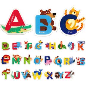 Jelly Alphabet Animals Stickers Thick Colorful Removable Reusable Window Gel Decals，Uppercase Letters and Animal Shapes Educational Spelling Learning Games for Kids(Transparent)