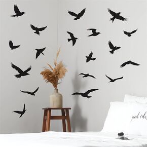 6 Sheets 24 Pcs Black Pigeon Wall Stickers, sacinora DIY Flying Birds Wall Decals Removable Vinyl Peel and Stick for Living Room Bedroom Nursery Seaside Window Art Home Decorations
