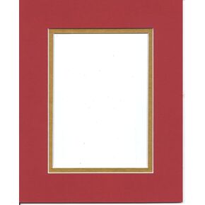 24x36 Bright Red & Gold Double Picture Mats with White Core, for 20x30 Pictures