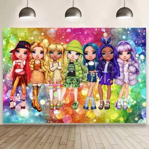 Rainbow Birthday Party Decorations, 5x3ft Happy Birthday Back Drop Banner Theme Backdrop Banner for Rainbow Party Decorations Indoor Outdoor.