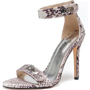Women's Snake Print Rhinestone Ankle Strap Stiletto Sandals Open Toe & Turn Lock Party/Wedding/Nightclub Shoes