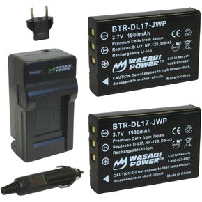 Wasabi Power Battery (2-Pack) and Charger for Ricoh DB-43, Caplio 300G, 400G Wide, 500G, 500G Wide, 500SE, G3, G3S, G4, G4 Wide, GX, GX8, Pro G3, R330, RR10, RR30, RX