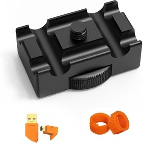 Aluminum Alloy Camera Cable Lock Clamp - USB/HDMI Cord Clip Protector with 32.8ft USB to Mini 5-Pin Cable, Adjustable DSLR Clamp for Photographers (Black)