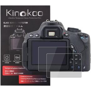 kinokoo Tempered Glass Film for Canon EOS 650D/EOS Rebel T4i Crystal Clear Film Canon EOS Rebel T4i Screen Protector Bubble-Free/Anti-Scratch(2 Pack)