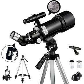 Astronomical Telescope for Kids Beginners 400/70Mm Refractor Monocular Telescopes with Adjustable Tripod Phone Adapter Planetary Multiplier and Carry Bag