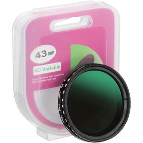 PATIKIL 43mm ND Filter, Variable ND Lens ND2-ND400 Adjustable Neutral Density Filter Slim Optical Glass with Cap for Camera Lens Video Vlog Portrait Photography, Black
