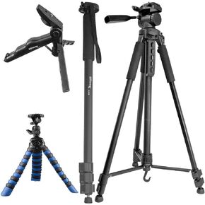 Ultimaxx’s Tripod Bundle Includes: 75" Tripod, 72" Monopod, 12" Gripster and Pistol Grip for Nikon D500 D750 D850 D7500 D7200 D7100 D7000 D810 D800 D5500 D5300 D5200 D5100 D3300 D3200 D3100 and More