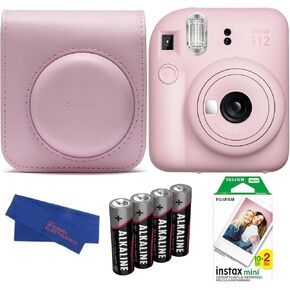 Fujifilm INSTAX Mini 12 Instant Film Camera Bundle, Includes: INSTAX Mini Film (20 Exposures), INSTAX Mini 12 Case and More (5 Items) (Blossom Pink)