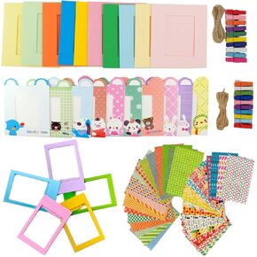 Bundle Kit Accessories for Fujifilm Instax Mini 99/12/11/40/7+/8 Evo Liplay Camera Films (Sticker, Desktop Frame, Rectangle& Animal Wall Hanging Frames, Clips with String)