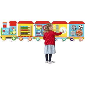 RosedateTrain Activity Wall Busy Board Panels, Montessori Sensory Toys, Sensory Wall Panel for Kids, Wooden Learning Toys, Educational Toy for Toddler Playroom & Children's Daycare