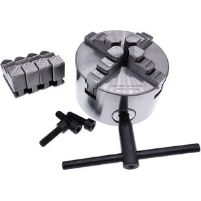 4 Jaw Self-Centering Chuck Lathe Chuck K12-100 Scroll Chuck 100mm for Small Lathe with Hardened Steel with Two Sets of Jaws