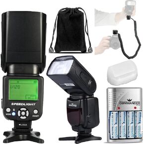 CO-613C E-TTL Speedlite for Canon EOS-Fully Automatic Flash Bounce,Swivel, Zoom Head for Rebel 60D, 70D, 80D, 90D, 6D Mark II, 5D Mark IV,Good up to 90ft, Built in Diffuser for No Red Eyes, HSS