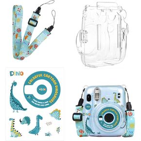 Mini 11 Clear Case Bundle Kit for Fujifilm Instax Mini 11 Instant Camera Case with Film Pocket Pictures Holder, Stickers Skin Decal, Adjustable Shoulder Strap Accessories (Cat paw)