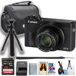 Canon PowerShot G7 X Mark III Digital Camera (Black) + 128GB Extreme Pro Memory Card + Camera Case + More (10pc Bundle) (Renewed)