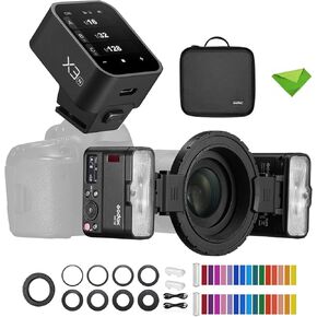 غودوكس MF12 MF12-K2 فلاش ماكرو مع مشغل فلاش X3-N لنيكون ، خارج الكاميرا TTL Flash Speedlite 12W ، 2.4G التحكم اللاسلكي ، وضع TTL/M ، المدمج في 3.7 فولت/6.29W بطارية ليثيوم ، فلاش لكاميراس نيكونون