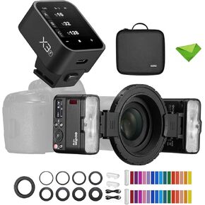 Godox MF12 MF12-K2 Macro Flash with X3-F Flash Trigger for Fuji, Off-Camera TTL Flash Speedlite 12W, 2.4G Wireless Control,TTL/M Mode,Built-in 3.7V/6.29W Lithium Battery, Flash for Fujifilm Cameras