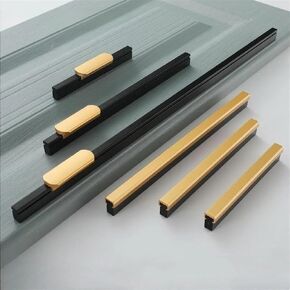 Long Aluminum Alloy Furniture Door Handle Cupboard Drawer Hardware Black Gold Cabinet Pulls Kitchen Knobs Wardrobe Closet Handle 1Pcs (Color : 6845 192mm)