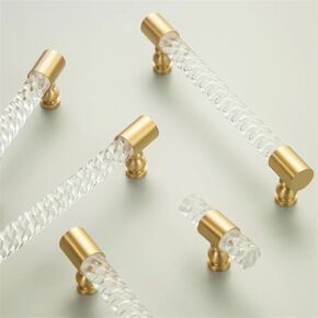 Luxury Brass Acrylic Furniture Handle Kitchen Cabinet Handles for Furniture Cabinet Knobs and Pulls 1Pcs (Color : YKLNW001-160mm, Size : 1 pc)