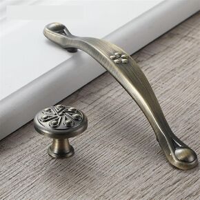 Green Bronze Cabinet Door Handles Zinc Alloy Antique 128mm Kitchen Cupboard Pulls Drawer Knos and Pull Furniture Handles 1Pcs (Color : 953-128)