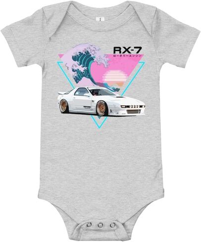 Vaporwave RX-7 JDM Car Racing Rx7 Baby Onesie Short Sleeve one Piece in Saudi Arabia