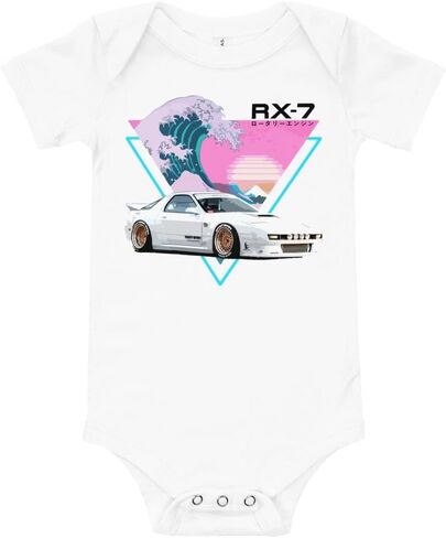 Vaporwave RX-7 JDM Car Racing Rx7 Baby Onesie Short Sleeve one Piece in Saudi Arabia