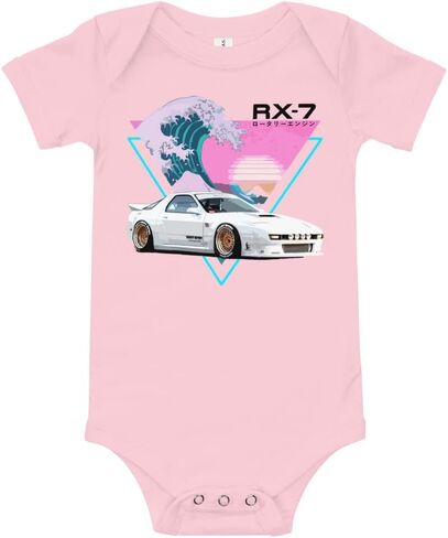 Vaporwave RX-7 JDM Car Racing Rx7 Baby Onesie Short Sleeve one Piece in Saudi Arabia