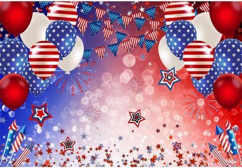 American 4th of July Backdrop 10x8ft Fabric Independence Day Party Decoration American Patriotic Party Flag Day Background Veterans Photos Memorial Day Decor in Kuwait