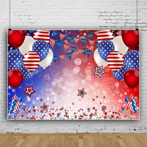 American 4th of July Backdrop 10x8ft Fabric Independence Day Party Decoration American Patriotic Party Flag Day Background Veterans Photos Memorial Day Decor in Kuwait