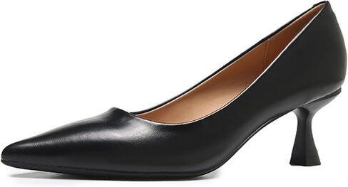 Women's Patent Leather Low Kitten Heel Pumps Elegant Gorgeous Solid Color Closed Pointed Toe Slip-On Dress High Heels Suitable for Work Parties in Saudi Arabia