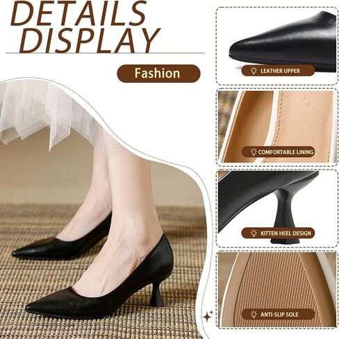 Women's Patent Leather Low Kitten Heel Pumps Elegant Gorgeous Solid Color Closed Pointed Toe Slip-On Dress High Heels Suitable for Work Parties in Saudi Arabia