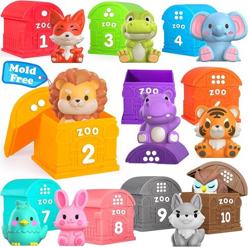 Oriate Farm Animal Learning Toys for Toddlers 1,2,3 Year Old, 20Pcs Farm Animals Montessori Toy for Counting Sorting Color Recognition & Matching, Finger Puppets & Stacking Toys 12M+ in Saudi Arabia