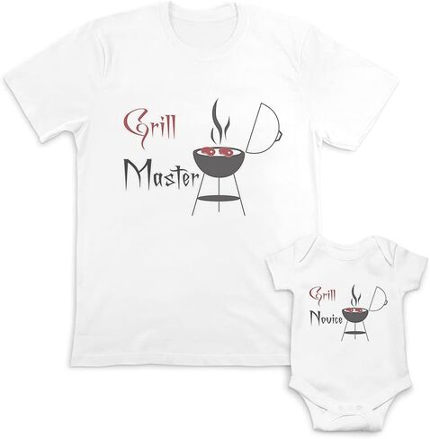 Cute Rascals Father's Day Dad and Baby Matching Outfits Clothes Barbeque Grill Master - Barbeque Novice in Saudi Arabia