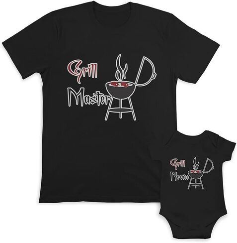 Cute Rascals Father's Day Dad and Baby Matching Outfits Clothes Barbeque Grill Master - Barbeque Novice in Saudi Arabia