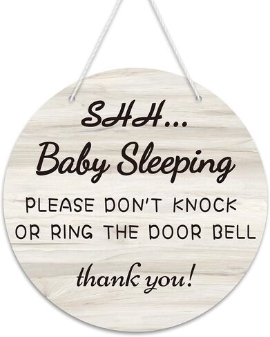 Shh... Baby Sleeping Sign on Front Door - Please Don't Knock or Ring the Doorbell Signs, Baby Room Nursery Kids Room Do Not Knock Hanging Decor, 7.9 x 7.9 inches, Round in Saudi Arabia